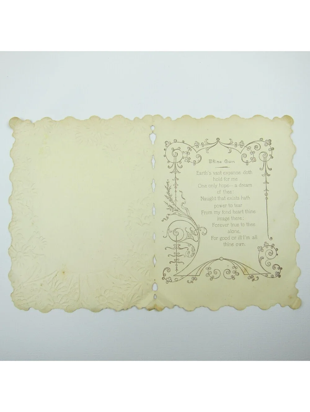 Vintage Valentine Card 1910s Woman Straw Hat Feather Scarf Flower Die cut Bifold